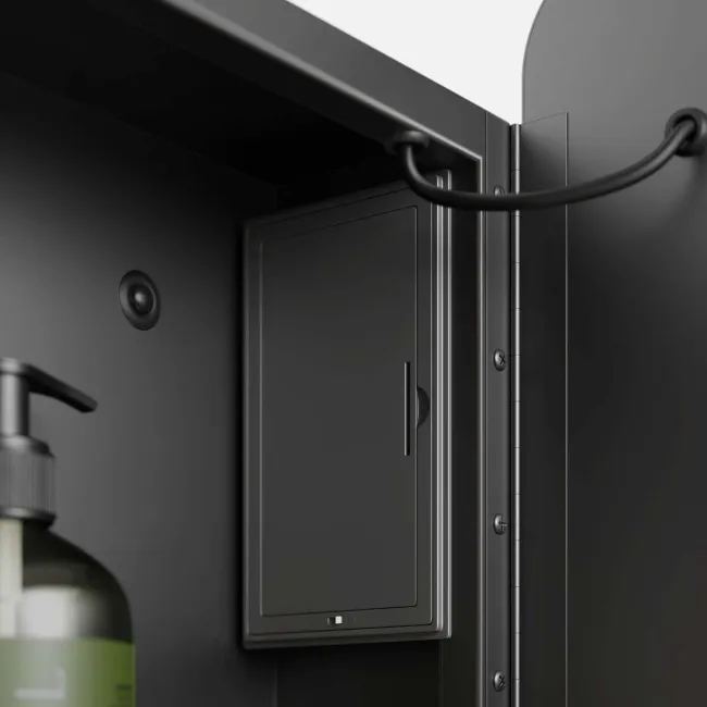 Olivia Battery Powered Black Framed Illuminated LED Mirror Cabinet 710x500mm