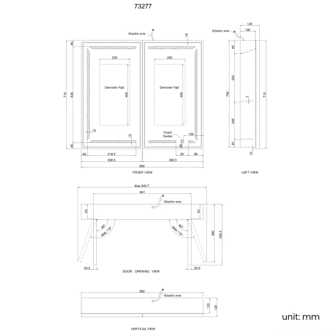 Mia Black Framed Illuminated LED Mirror Cabinet 710x800mm