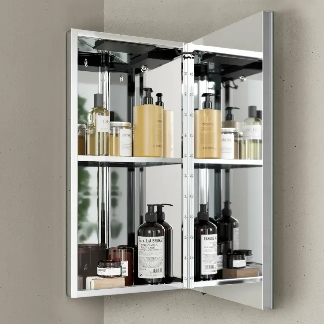 Madelyn Battery Powered Illuminated LED Corner Mirror Cabinet 600mm Tall