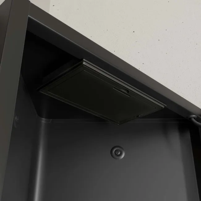 Madelyn Battery Powered Black Framed Illuminated LED Corner Mirror Cabinet 600mm Tall