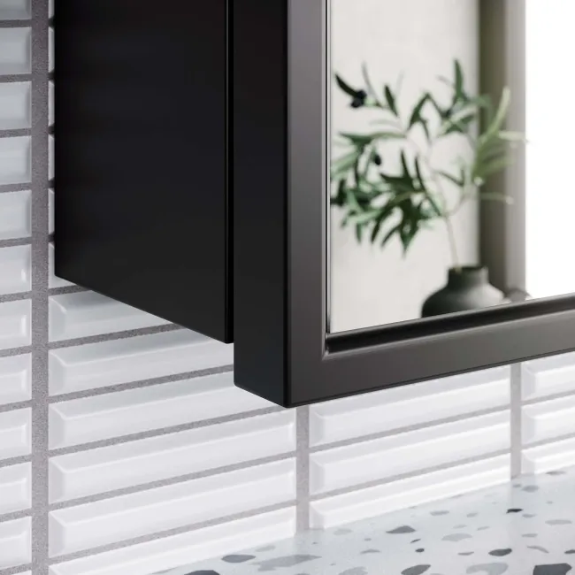 Mia Black Framed Mirror Cabinet 610x450mm