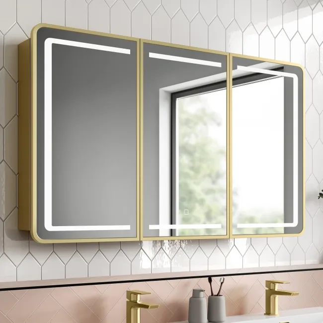 Olivia Matt Brass Illuminated LED Mirror Cabinet 710x1200mm