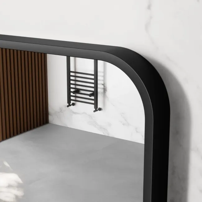 Essence Black Framed Rectangular Bathroom Mirror 700x500mm