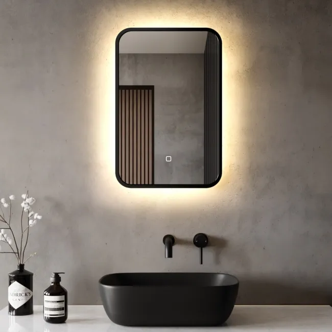 Mila Black Framed Backlit llluminated LED Mirror 600x400mm
