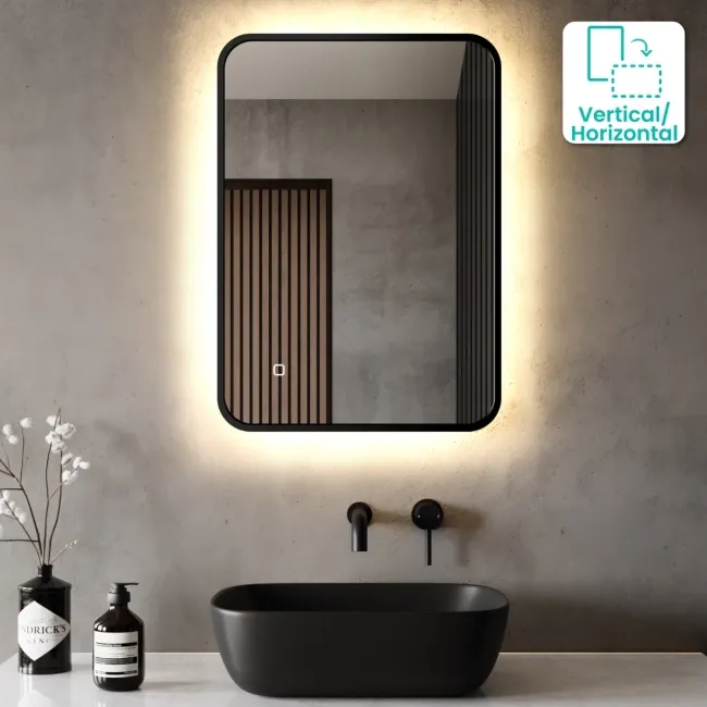 Mila Black Framed Backlit llluminated LED Mirror 700x500mm