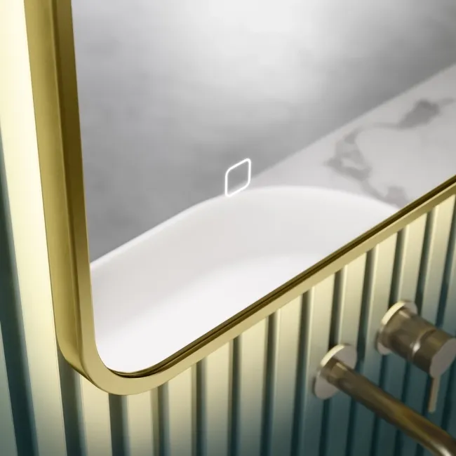 Mila Brushed Brass Backlit llluminated LED Mirror 700x500mm