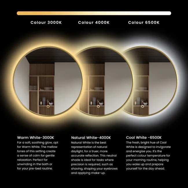 Mila Brushed Brass Backlit llluminated LED Mirror 700x500mm