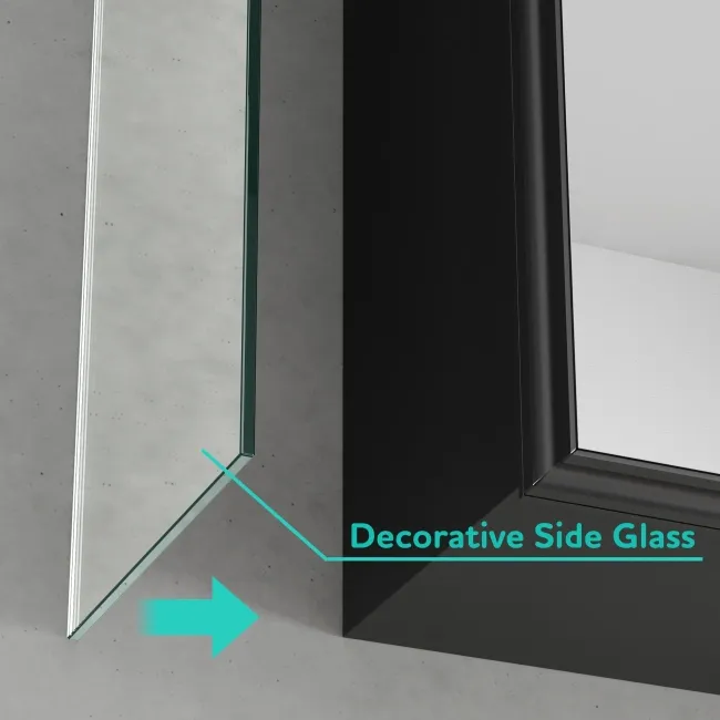 Esme Matt Black Recessed Mirror Cabinet 700x600mm