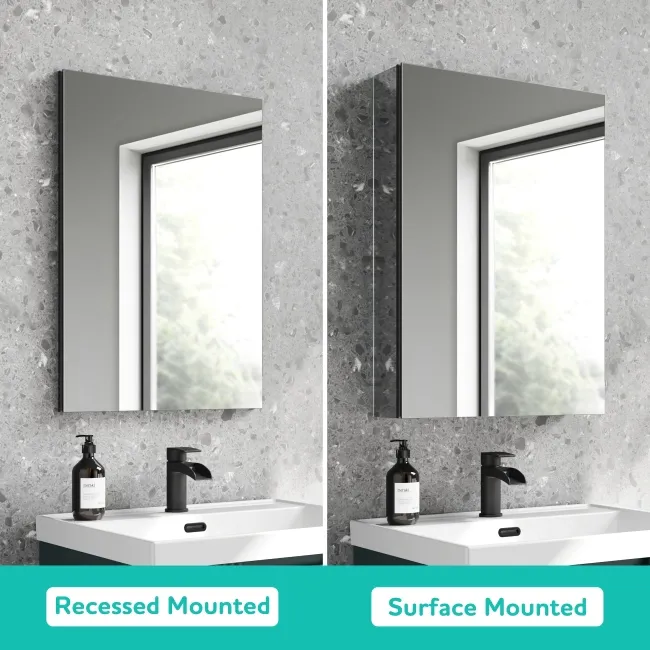 Esme Matt Black Recessed Mirror Cabinet 700x800mm