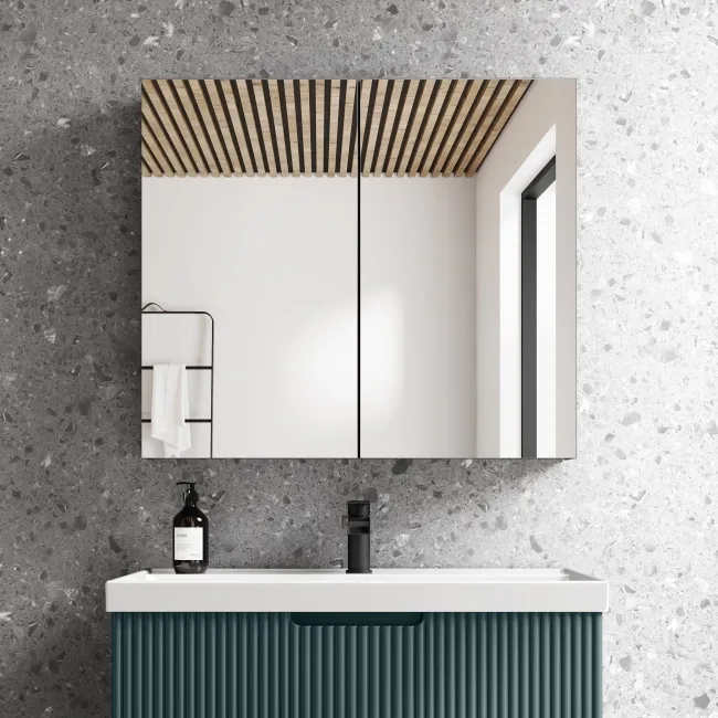 Esme Matt Black Recessed Mirror Cabinet 700x800mm
