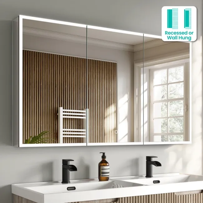 Esme Matt Black Illuminated LED Recessed Mirror Cabinet 700x1200mm