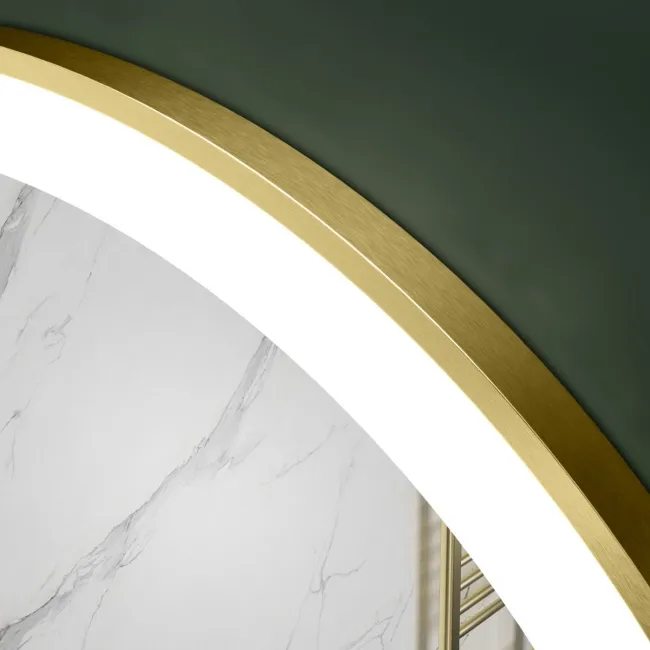 Delilah Brushed Brass Round Illuminated LED Mirror 600mm