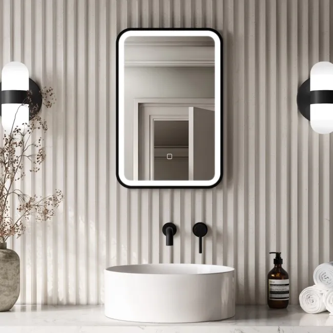 Mila Black Framed Illuminated LED Mirror 600x400mm