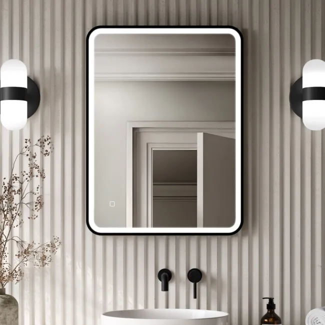 Mila Black Framed Illuminated LED Mirror 800x600mm