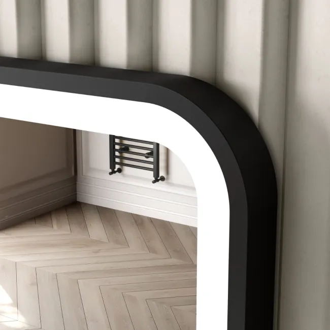 Mila Black Framed Illuminated LED Mirror 800x600mm