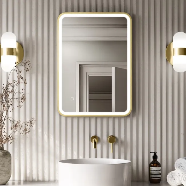 Mila Brushed Brass Illuminated LED Mirror 700x500mm