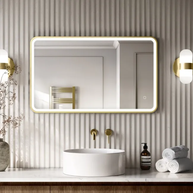Mila Brushed Brass Illuminated LED Mirror 600x1000mm