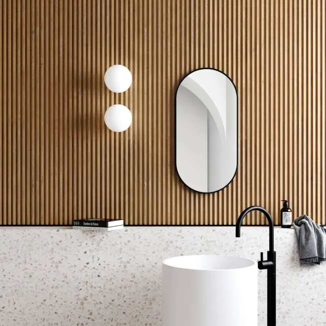 Essence Black Framed Pill Bathroom Mirror 800x400mm