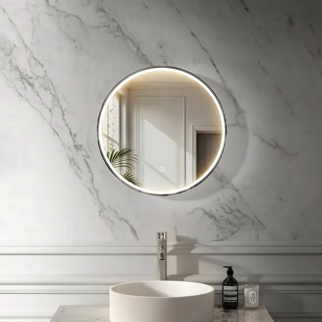 Vikki Stainless Steel Illuminated Round LED Mirror 500mm
