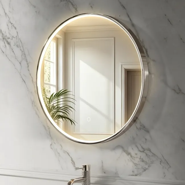 Vikki Stainless Steel Illuminated Round LED Mirror 600mm