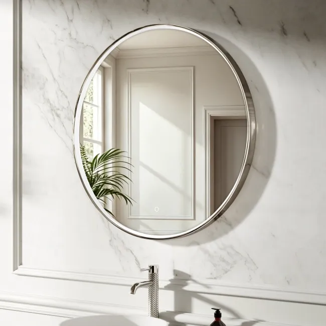 Vikki Stainless Steel Illuminated Round LED Mirror 800mm