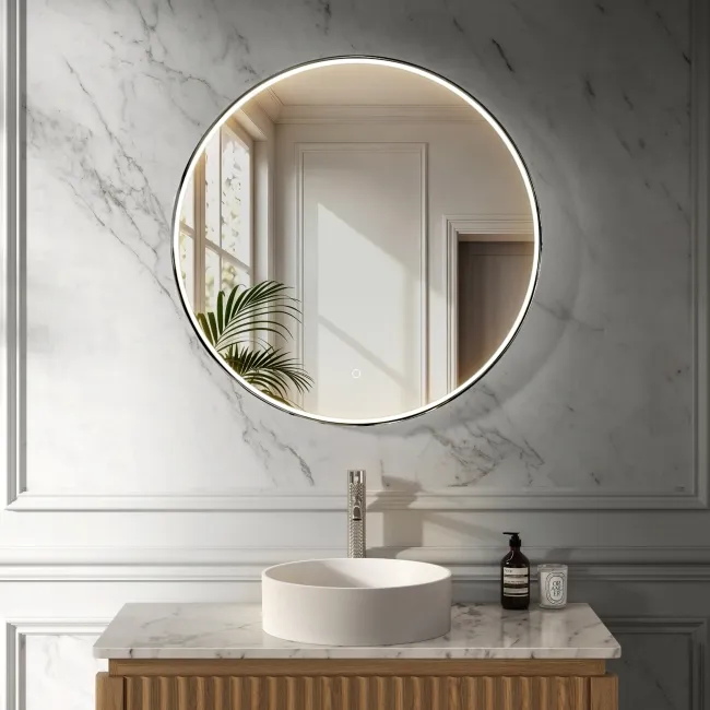 Vikki Stainless Steel Illuminated Round LED Mirror 800mm