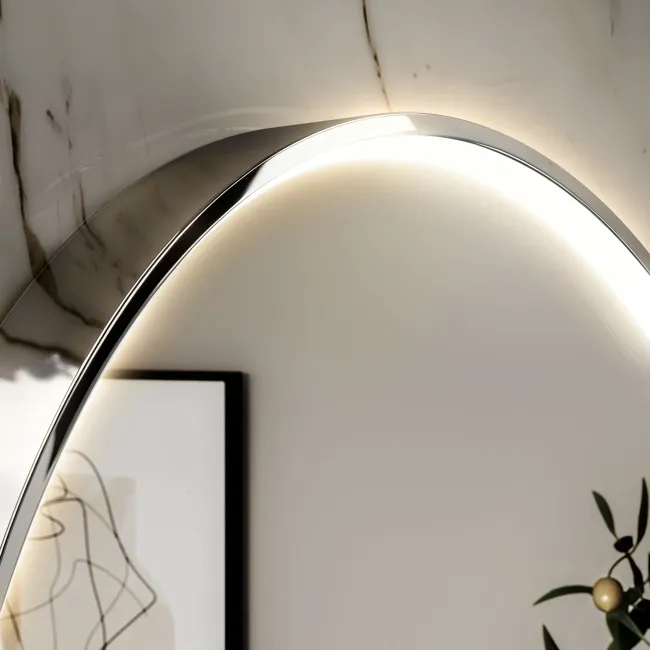 Vikki Stainless Steel Illuminated Round LED Mirror 800mm
