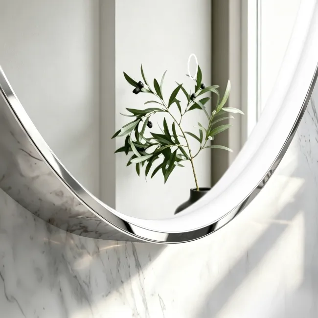 Vikki Stainless Steel Illuminated Round LED Mirror 800mm