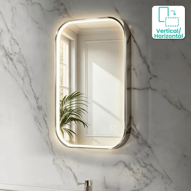 Vikki Stainless Steel Illuminated LED Mirror 600x400mm