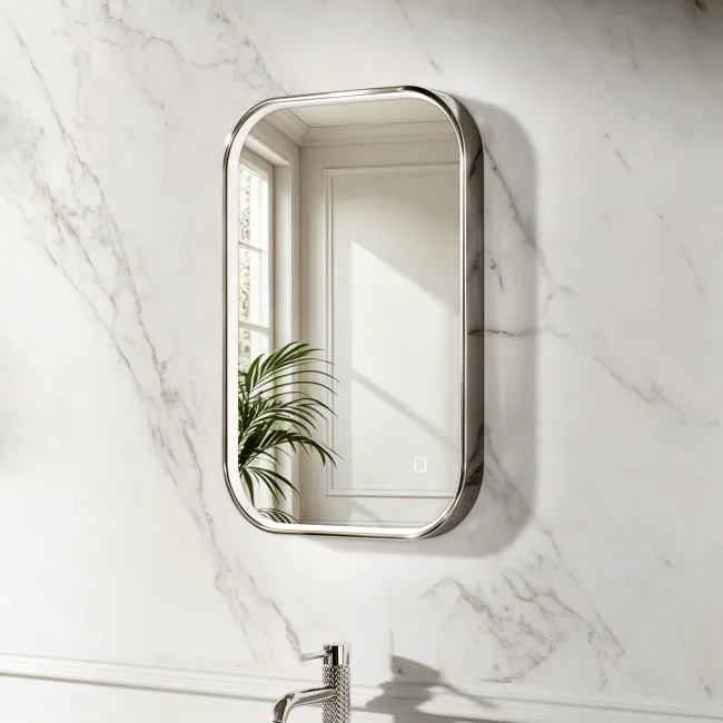 Vikki Stainless Steel Illuminated LED Mirror 600x400mm