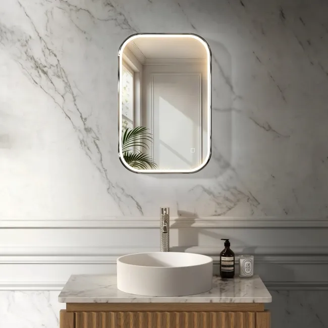 Vikki Stainless Steel Illuminated LED Mirror 600x400mm