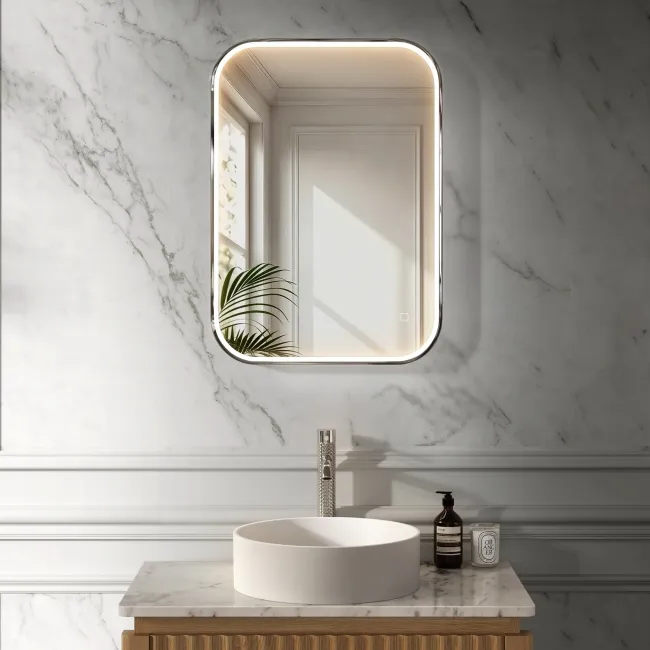 Vikki Stainless Steel Illuminated LED Mirror 700x500mm