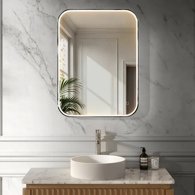 Vikki Stainless Steel Illuminated LED Mirror 800x600mm