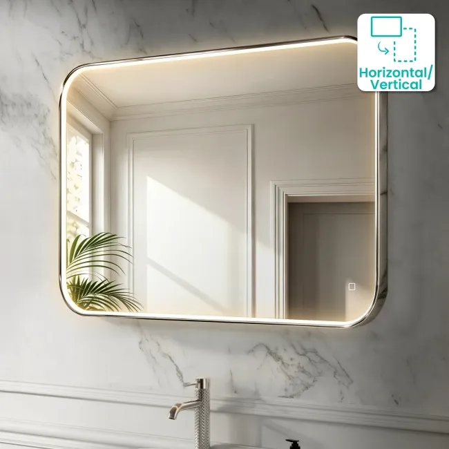 Vikki Stainless Steel Illuminated LED Mirror 700x1000mm
