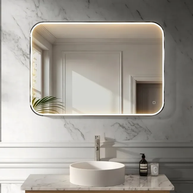 Vikki Stainless Steel Illuminated LED Mirror 700x1000mm