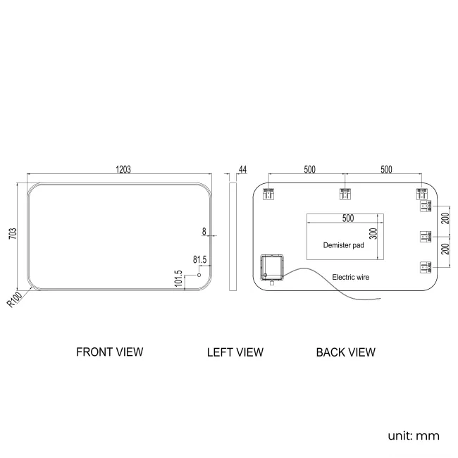 Vikki Stainless Steel Illuminated LED Mirror 700x1200mm