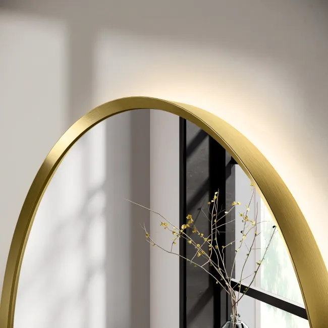 Rory Brushed Brass Arched Backlit Illuminated LED Mirror 750x500mm