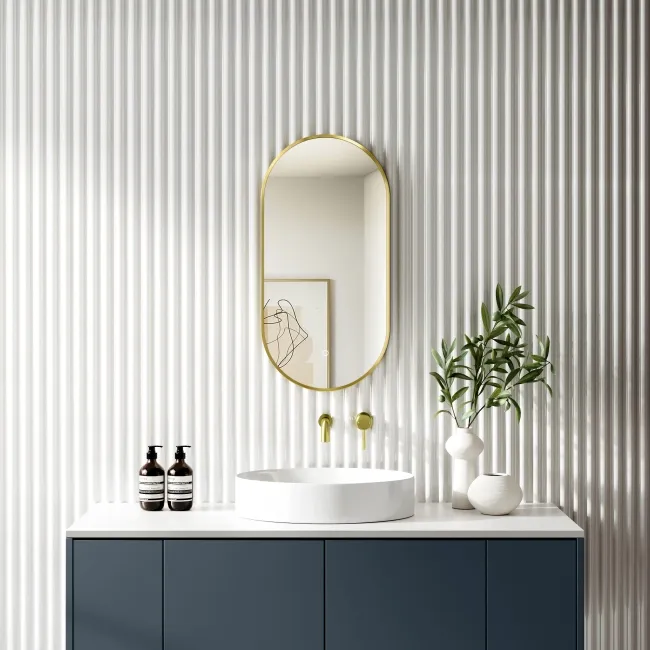 Adele Pill Brushed Brass Backlit Illuminated LED Mirror 800x400mm
