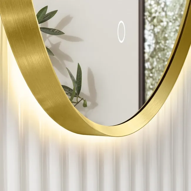 Adele Pill Brushed Brass Backlit Illuminated LED Mirror 800x400mm