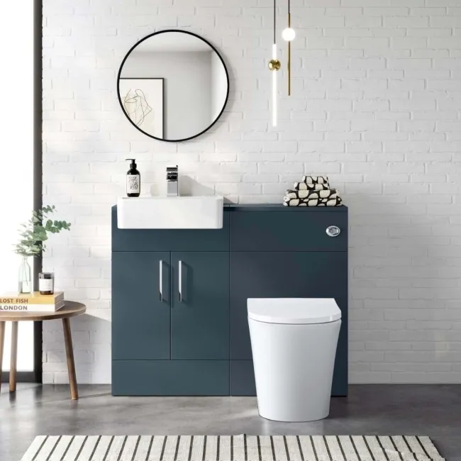 Harper Navy Blue Back To Wall Toilet Unit 500mm