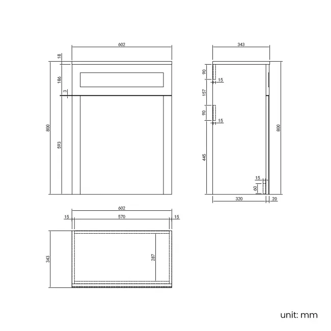 Capri Fog Grey Back To Wall Toilet Unit 600mm
