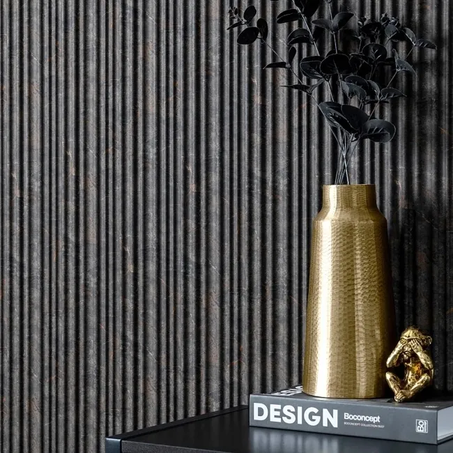 Trepanel Aqua 3D® Waterproof Dark Grey/Gold Marble Effect Grooved Wall Panel 3 Pack ( Covers 0.87 SQM)