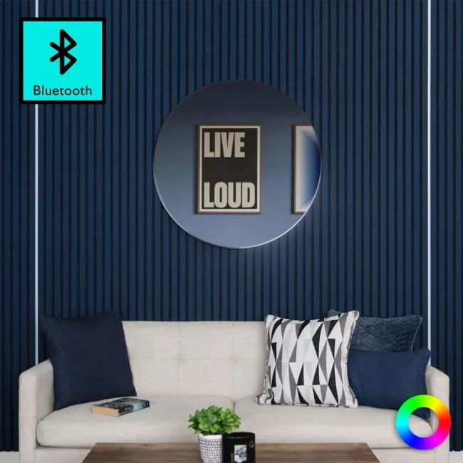 Trepanel Bright® Wall Panel Bluetooth Multi Colour LED Strip Lights With White Casing – 2.4m Pack of 2