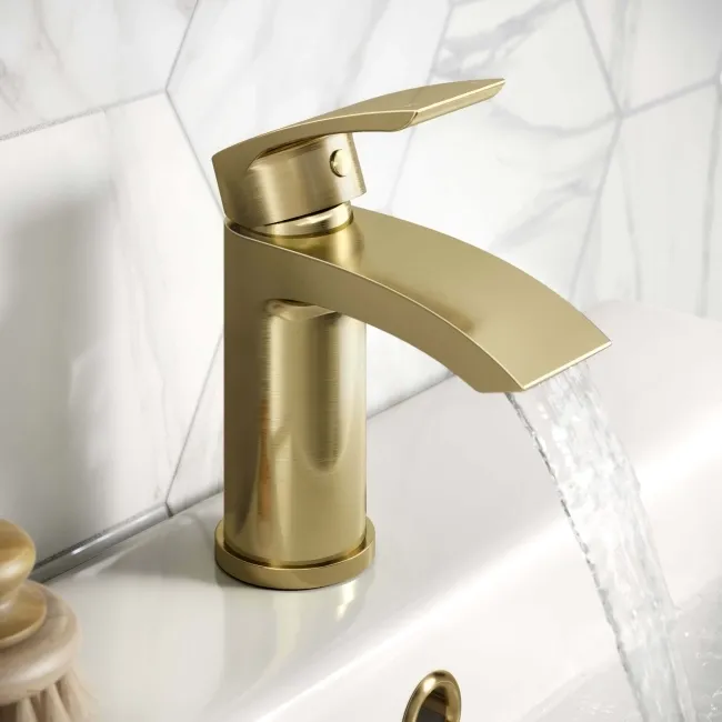 Severn Brushed Brass Basin & Shower Bath Mixer Tap Set