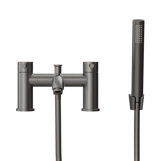 Trent Gunmetal Grey Basin & Shower Bath Mixer Tap Set
