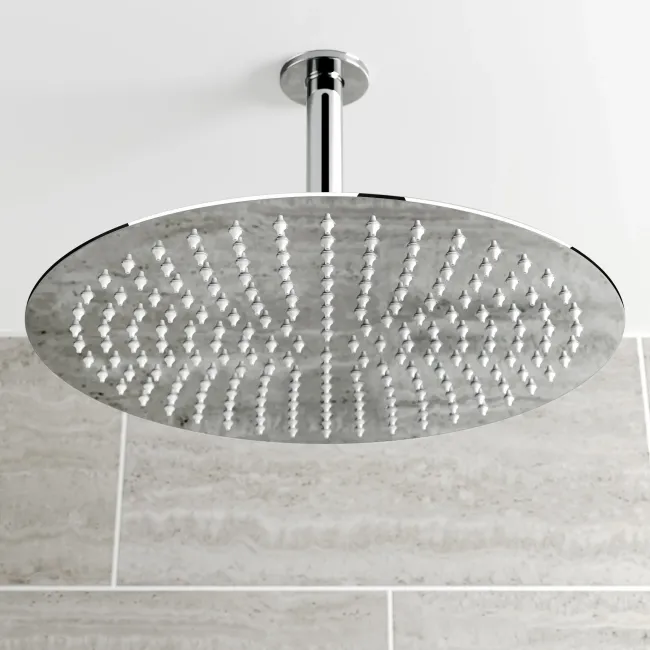 Ballina Premium Ceiling Chrome Round Thermostatic Shower Set - 300mm Head & Hand Shower