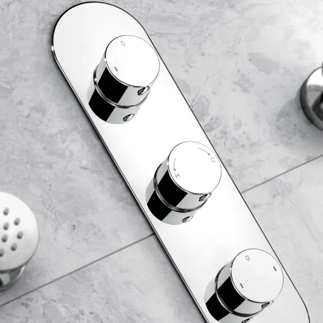 Ballina Premium Chrome Round Thermostatic Set - 300mm Head, Hand Shower & Body Jets