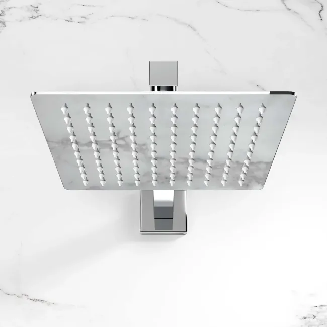 Galway Premium Chrome Square Thermostatic Bath Filler Shower Set - 200mm Head & Hand Shower
