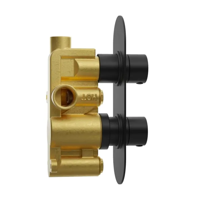 Ballina Premium Matt Black Round Thermostatic Shower Set - 200mm Head