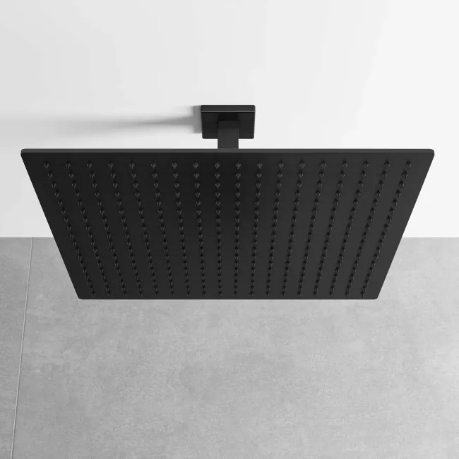Galway Premium Ceiling Matt Black Square Thermostatic Shower Set - 400mm Head & Hand Shower